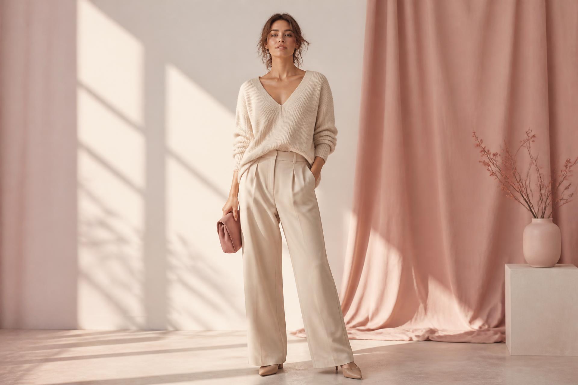 DARLINGGIRLS campaign — model in neutral essentials