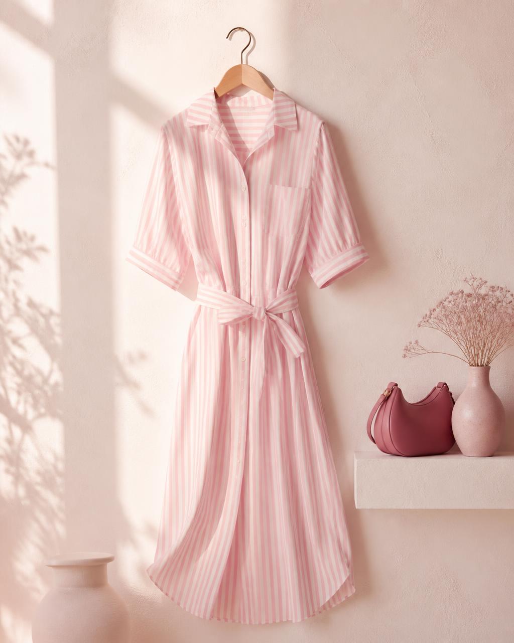 Striped Midi Shirt Dress